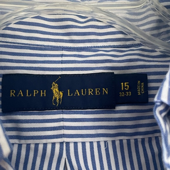 Ralph Lauren Blue and White Striped Shirt - Picture 3 of 4